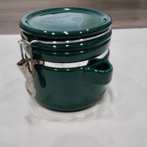 Glass Forest Green Air Tight Container with hinge